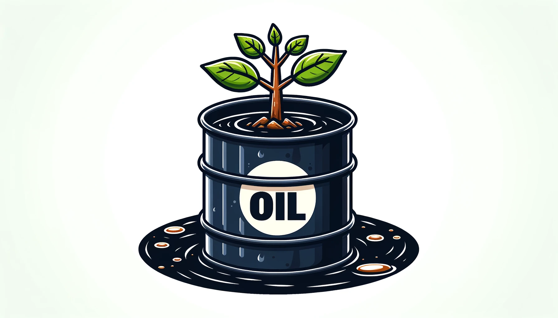 illustration of a tree growing out of a barrel of oil